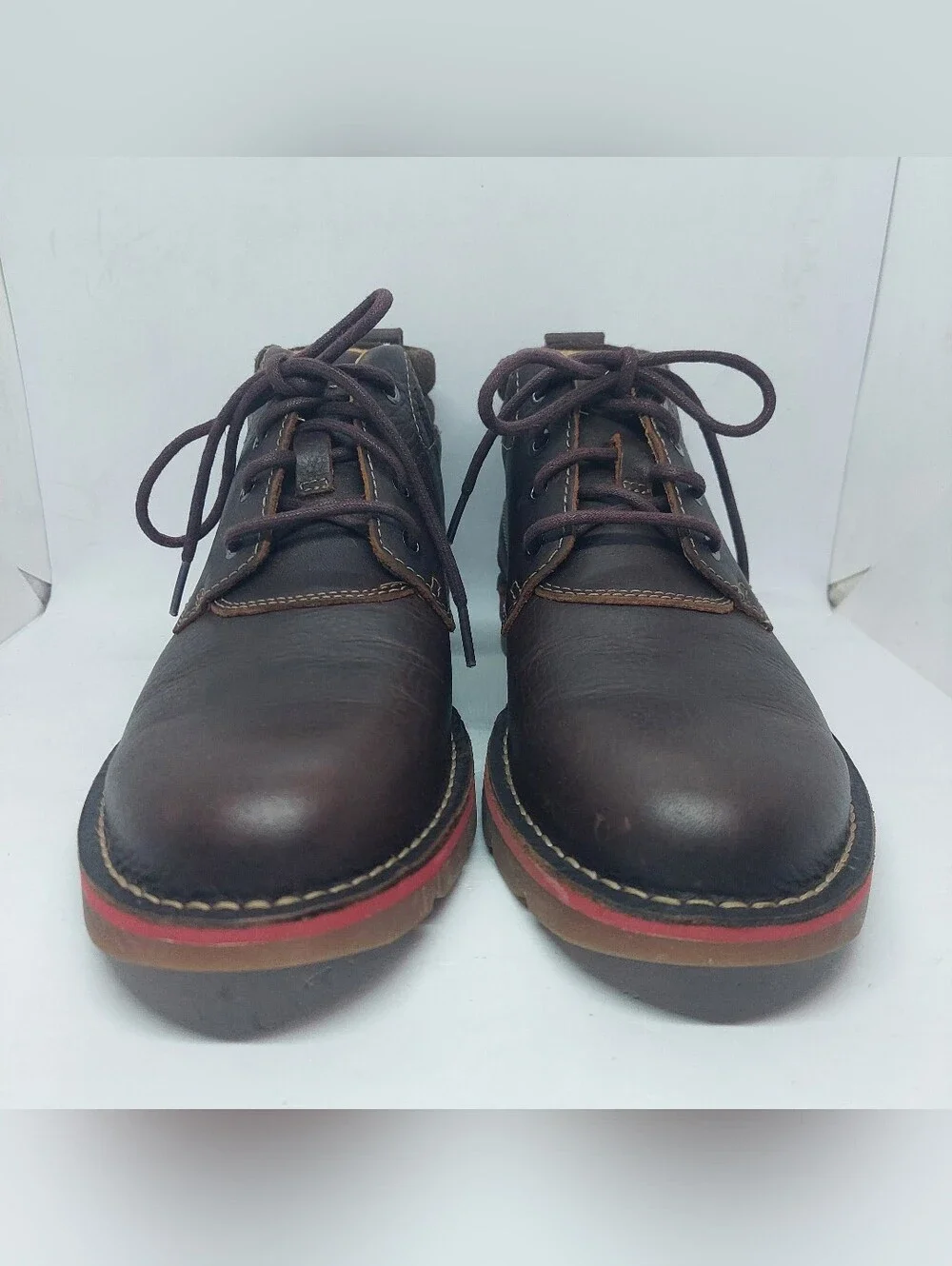 Clarks Varick Hill Boots Mens Size 8.5M Dark Brown Tumbled Leather Casual Shoes